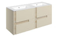 Dualis 1210mm Wall Hung 4 Drawer Basin Unit & 2TH White Basin - Matt Cotton & Oak Effect