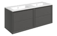 Impel 1210mm Wall Hung 4 Drawer Basin Unit Thin Edge Basin - Matt Clay
