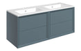 Impel 1210mm Wall Hung 4 Drawer Basin Unit Thin Edge Basin - Matt Storm Blue