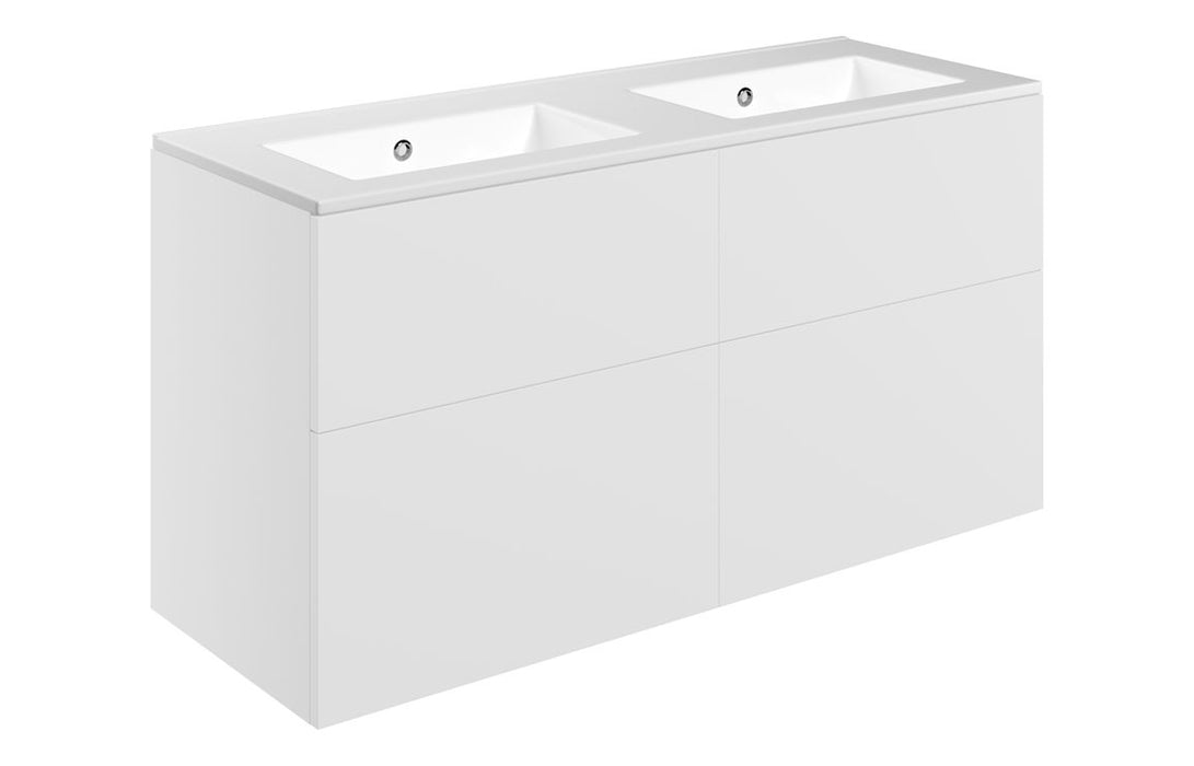 Accent 1210mm Wall Hung 4 Drawer Basin Unit - Matt White