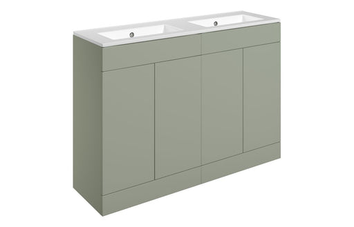 Accent 1210mm Floor Standing 4 Door Basin Unit & Basin - Matt Olive Green