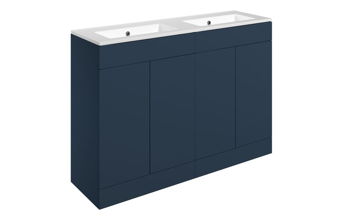 Accent 1210mm Floor Standing 4 Door Basin Unit & Basin - Matt Deep Blue