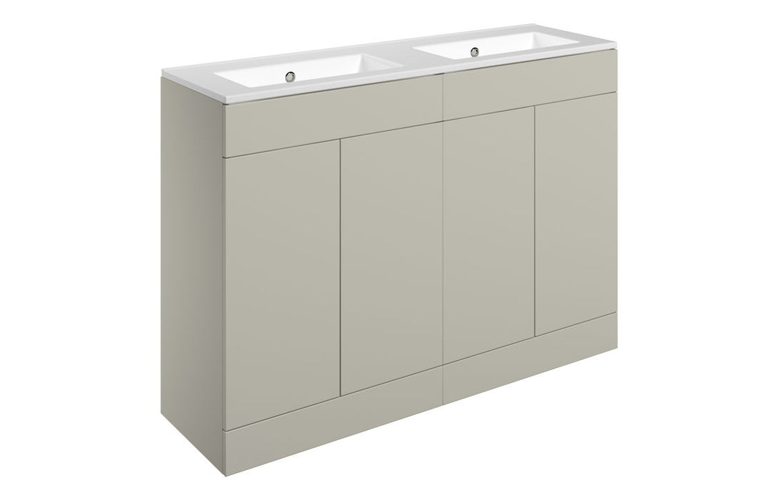 Accent 1210mm Floor Standing 4 Door Basin Unit & Basin - Matt Latte