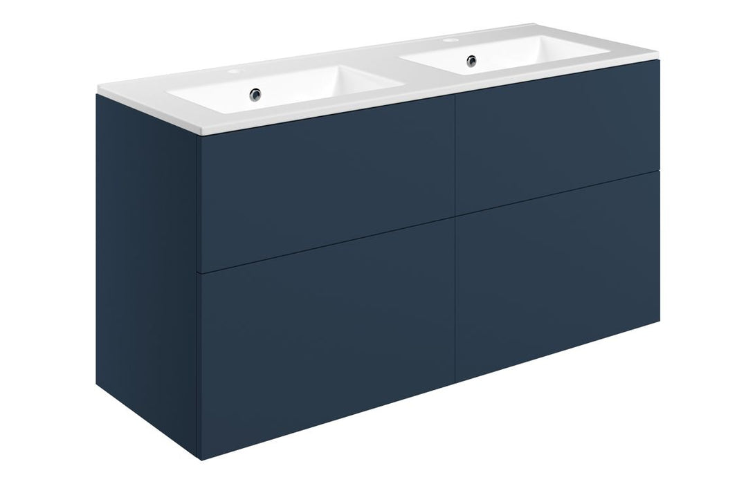 Accent 1210mm Wall Hung 4 Drawer Basin Unit - Matt Deep Blue
