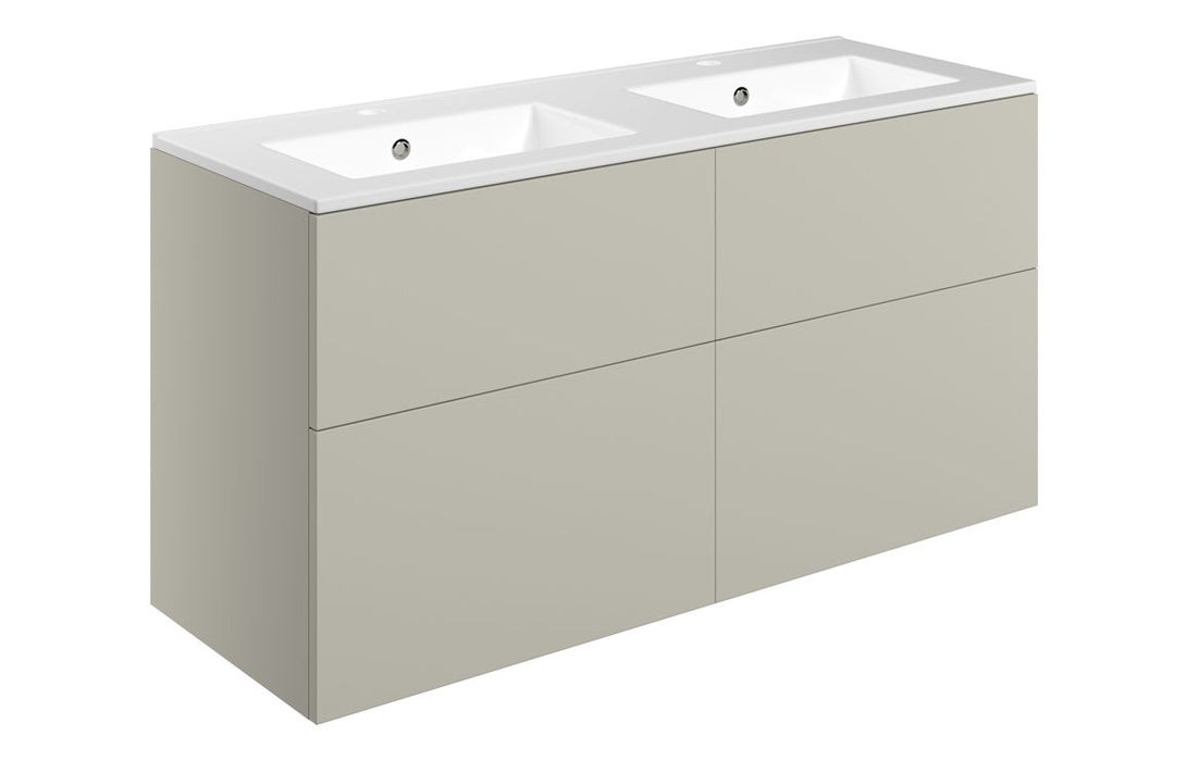 Accent 1210mm Wall Hung 4 Drawer Basin Unit - Matt Latte