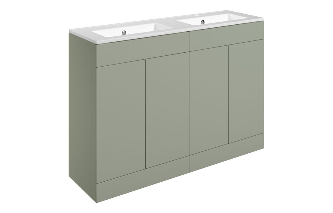 Accent 1210mm Floor Standing 4 Door Basin Unit & Basin - Matt Olive Green