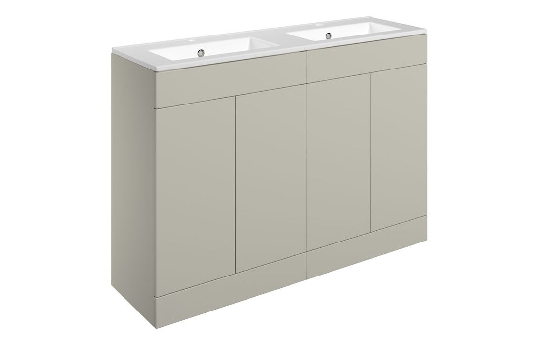 Accent 1210mm Floor Standing 4 Door Basin Unit & Basin - Matt Latte