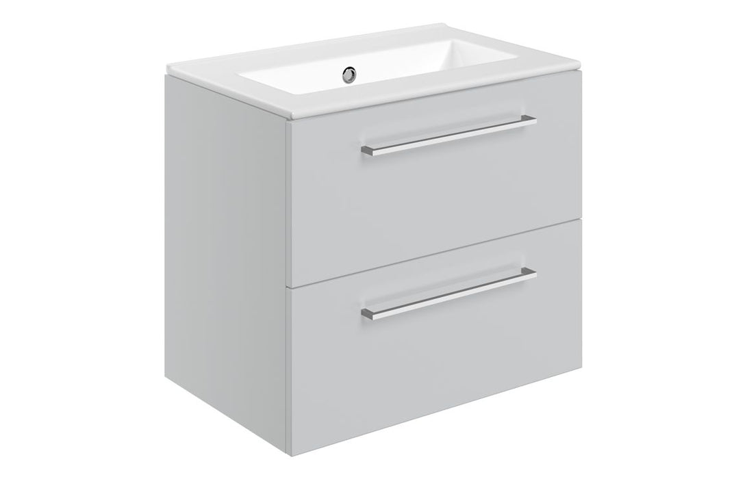 Pulse 610mm Wall Hung 2 Drawer Basin Unit & Thin Edge Basin - Grey Gloss