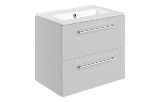 Pulse 610mm Wall Hung 2 Drawer Basin Unit & Thin Edge Basin - Grey Gloss
