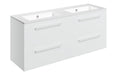 Pulse 1210mm Wall Hung 4 Drawer Basin Unit & Thin Edge Basin - White Gloss