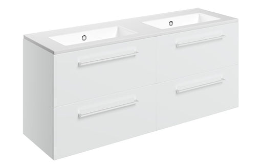Pulse 1210mm Wall Hung 4 Drawer Basin Unit & Thin Edge Basin - White Gloss