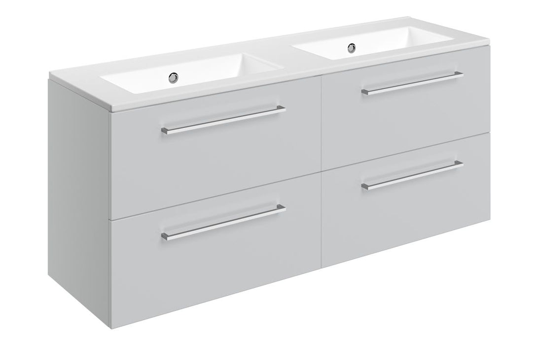 Pulse 1210mm Wall Hung 4 Drawer Basin Unit & Thin Edge Basin - Grey Gloss