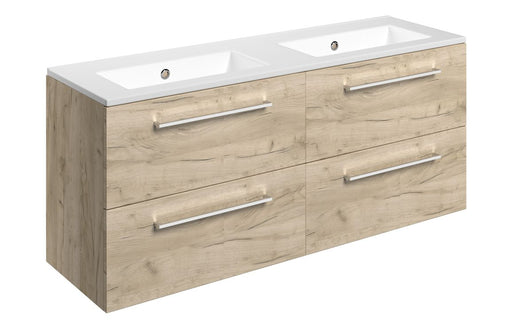 Pulse 1210mm Wall Hung 4 Drawer Basin Unit & Thin Edge Basin - Oak