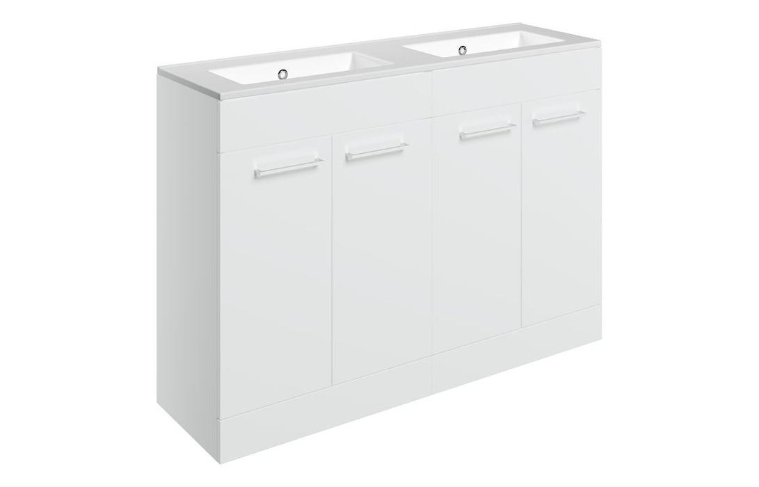 Pulse 1210mm Floor Standing 4 Door Basin Unit & Thin Edge Basin - White Gloss