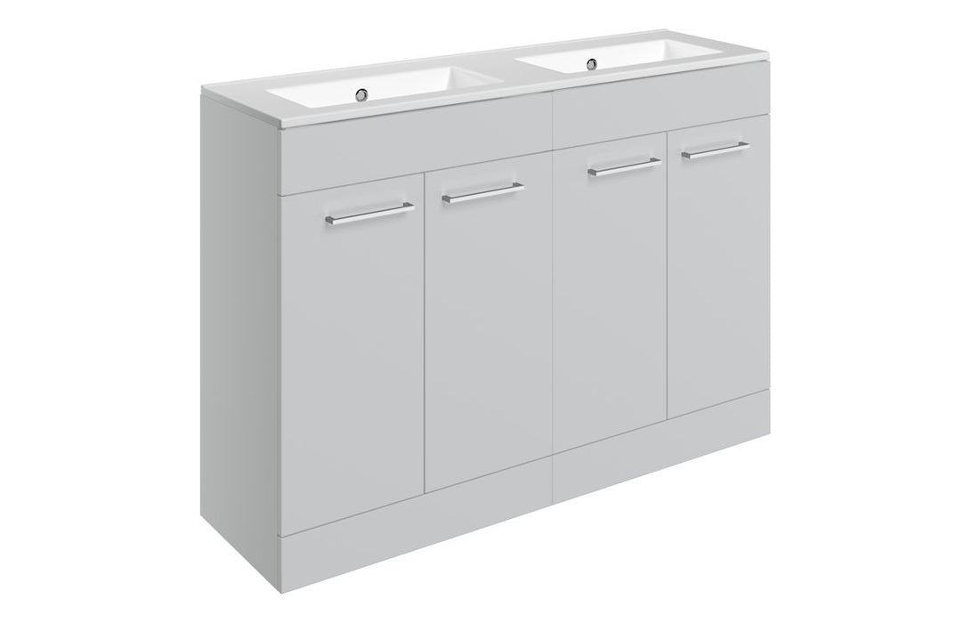 Pulse 1210mm Floor Standing 4 Door Basin Unit & Thin Edge Basin - Grey Gloss
