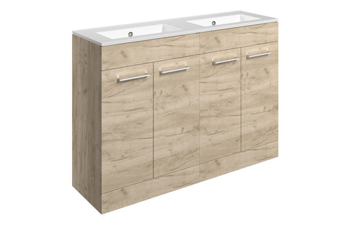 Pulse 1210mm Floor Standing 4 Door Basin Unit & Thin Edge Basin - Oak