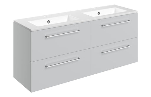 Pulse 1210mm Wall Hung 4 Drawer Basin Unit & Thin Edge Basin - Grey Gloss