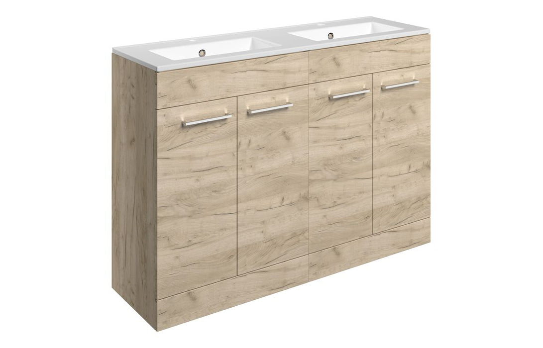 Pulse 1210mm Floor Standing 4 Door Basin Unit & Thin Edge Basin - Oak