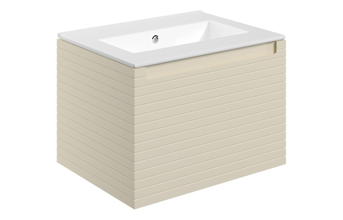 Parallel 615mm Wall Hung 1 Drawer Basin Unit & 0TH Thin Edge Basin - Matt Cotton