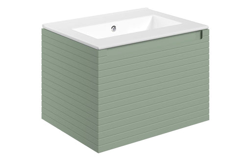 Parallel 615mm Wall Hung 1 Drawer Basin Unit & 0TH Thin Edge Basin - Matt Willow Green