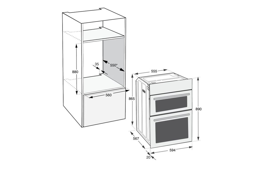 Indesit DII 10N S Double Electric Oven - Silver