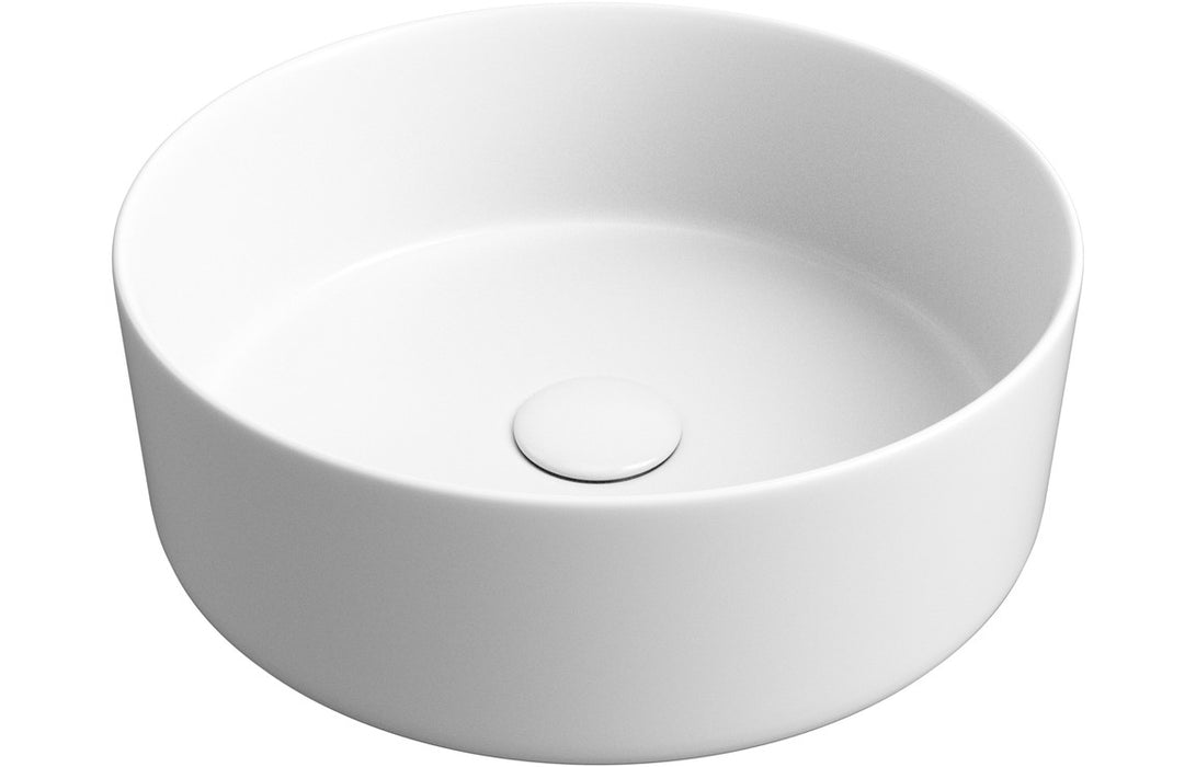 Luxevelle 355mm Ceramic Round Washbowl & Waste - Matt White