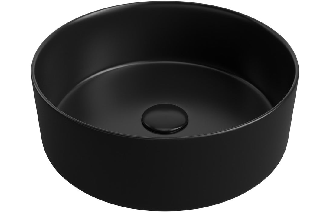 Luxevelle 355mm Ceramic Round Washbowl & Waste - Matt Black