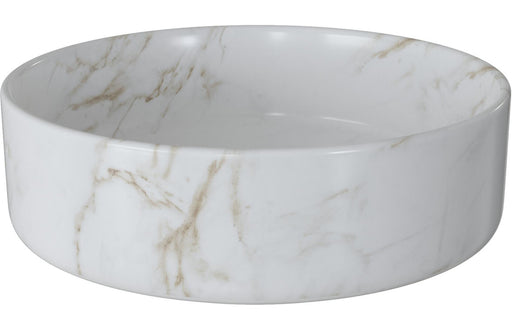 Luxevelle 355mm Ceramic Round Washbowl & Waste - Marble Effect