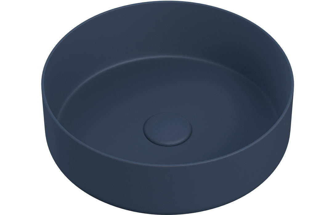 Luxevelle 355mm Ceramic Round Washbowl & Waste - Matt Deep Blue