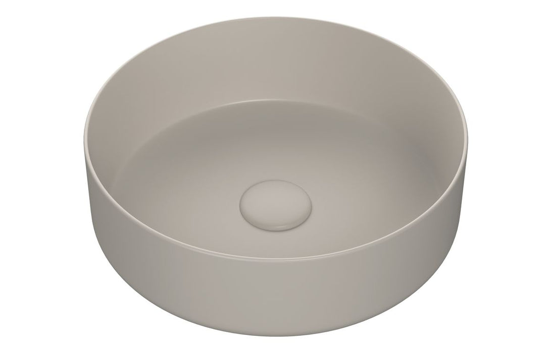 Luxevelle 355mm Ceramic Round Washbowl & Waste - Matt Latte