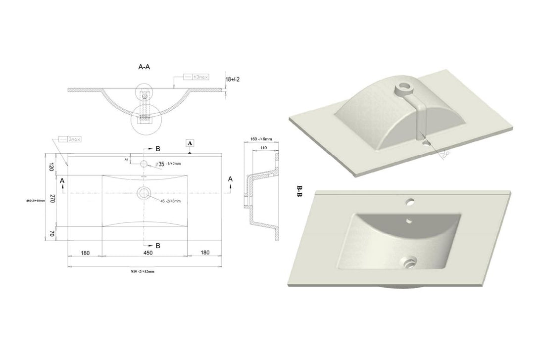 Accent 815mm Wall Hung 2 Drawer Basin Unit & 1TH Basin - Matt White