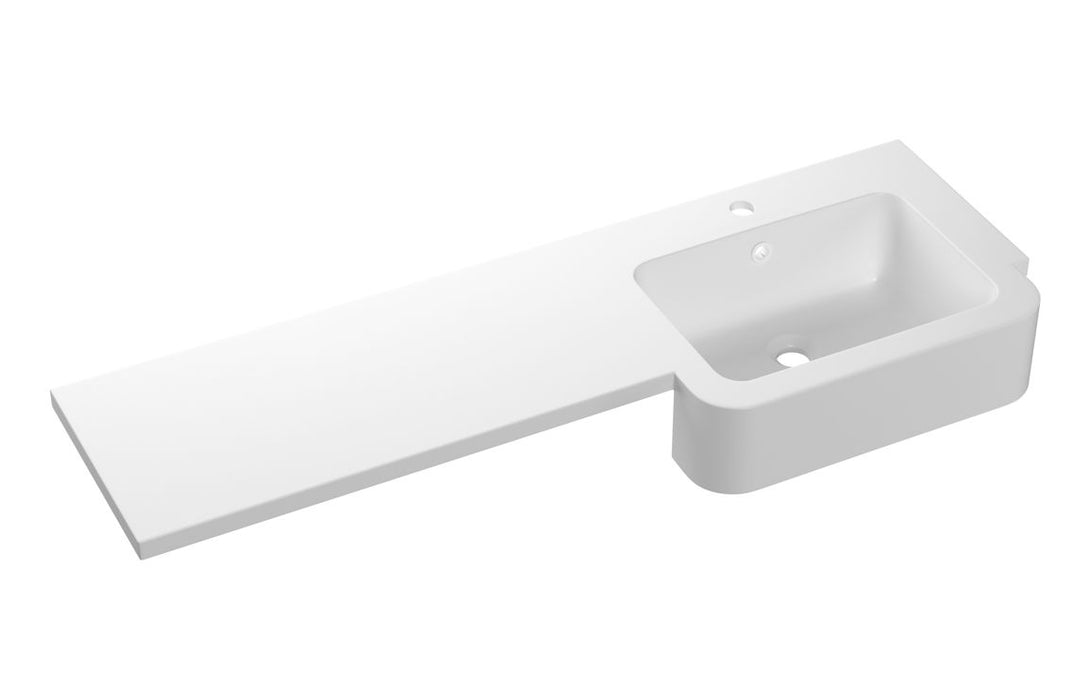 1242mm Standard Square One-Piece Basin & Overflow Ring - Right Hand