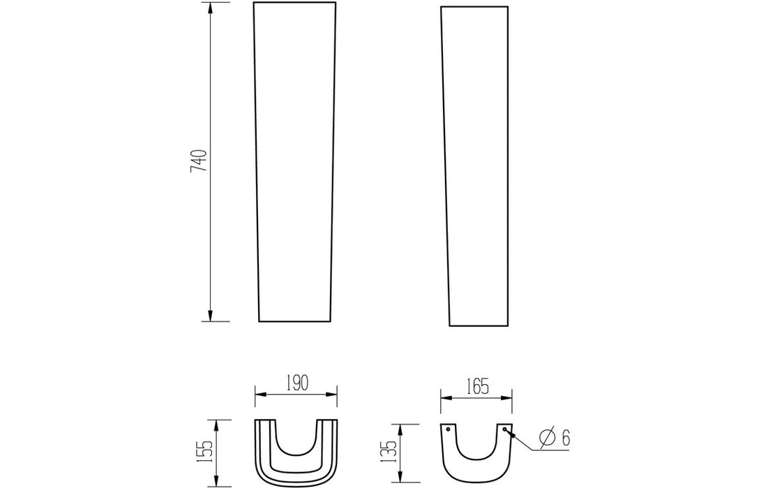 Tilliarde 600x400mm 1TH Basin & Full Pedestal