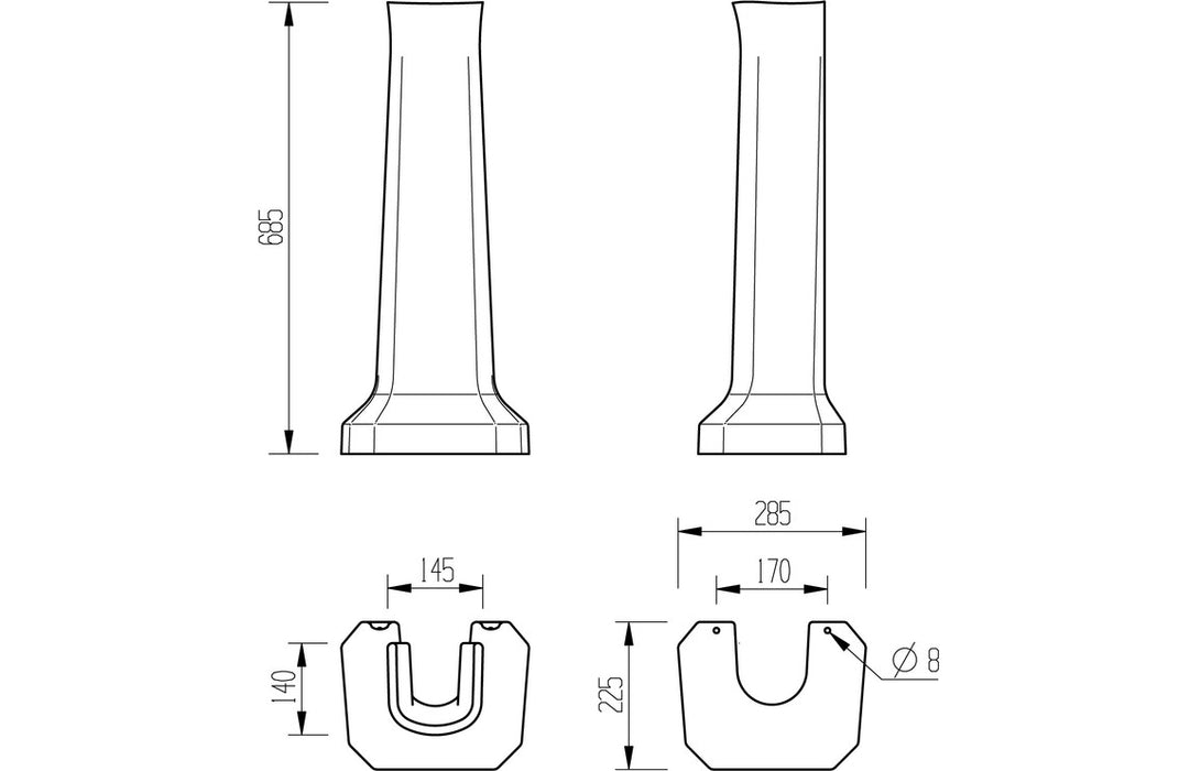 Sherlais 600x500mm Basin & Full Pedestal