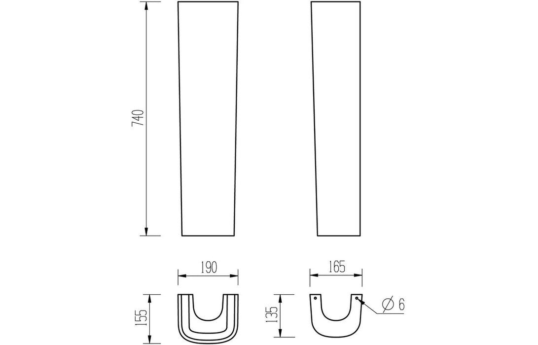 Amara 600x400mm 1TH Basin & Full Pedestal