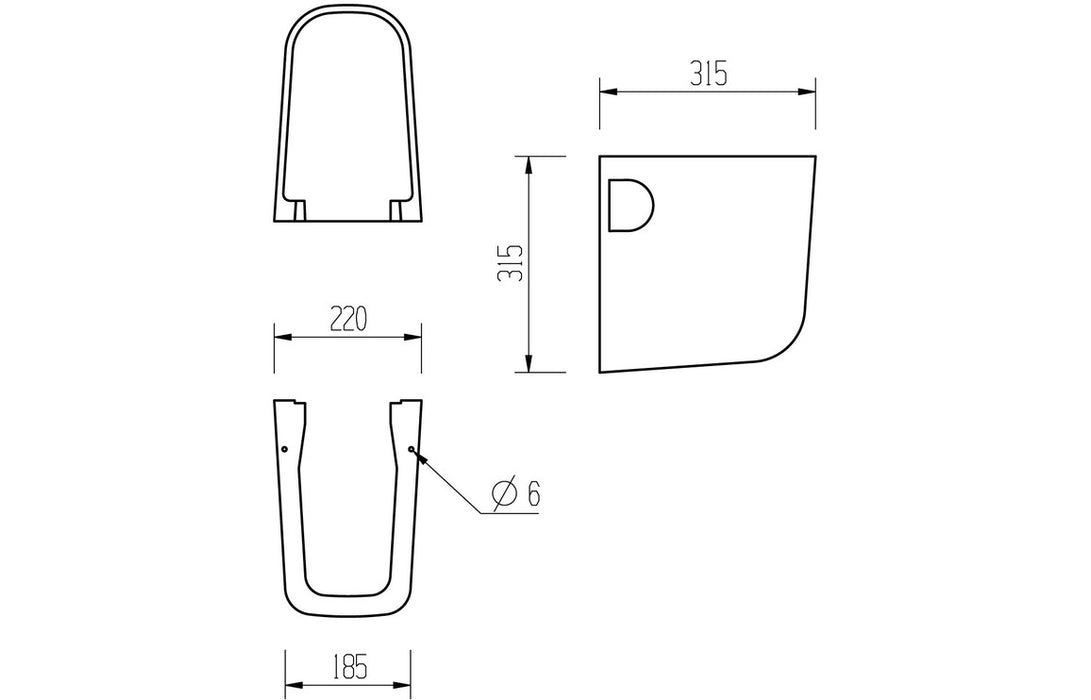 Tilliarde 600x400mm 1TH Basin & Semi Pedestal
