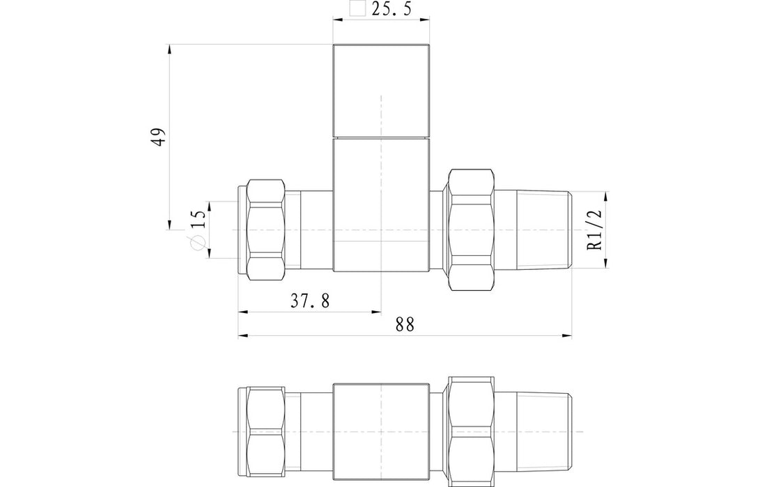 Square Chrome Radiator Valves