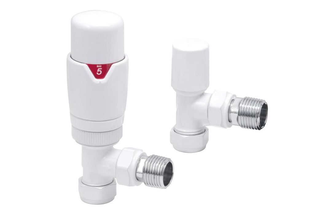 Round Thermostatic White Radiator Valves