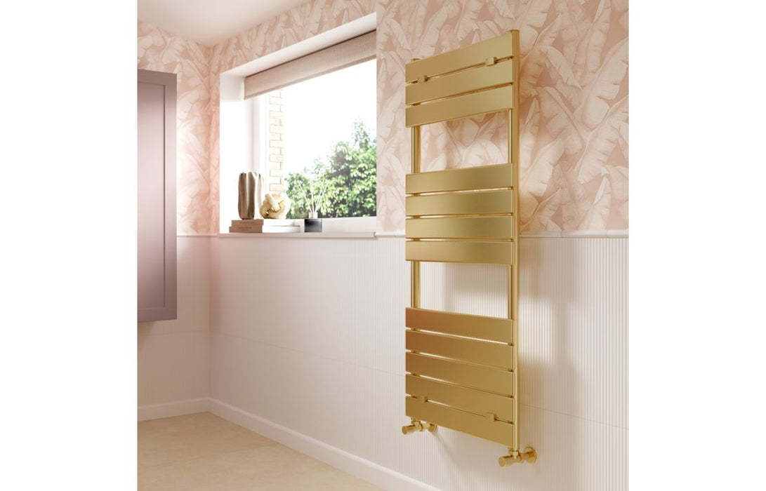 Traditional Ladder Radiator Modevo Square Ladder Radiator - Brushed Brass — Trade Superstore Online
