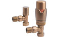 Round Thermostatic Brushed Bronze Radiator Valves