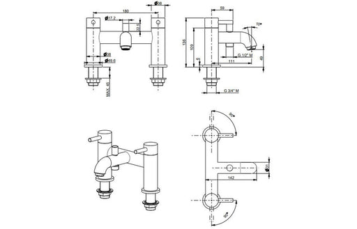 Vema Maira Deck Mounted Bath Filler - Matt Black