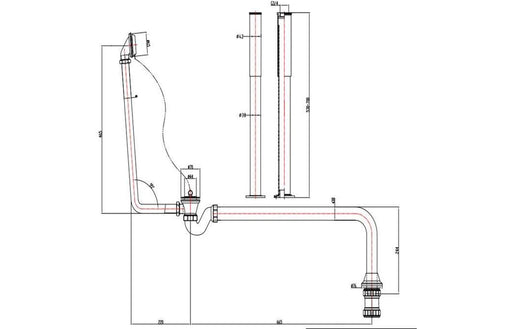Exposed Bath Plug & Chain Waste w/Pipe Shrouds - Chrome