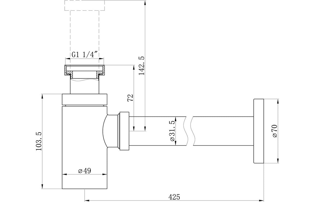Modern Round Bottle Trap - Chrome