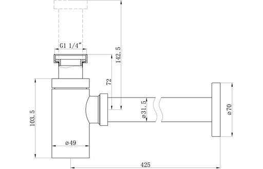 Modern Round Bottle Trap - Chrome