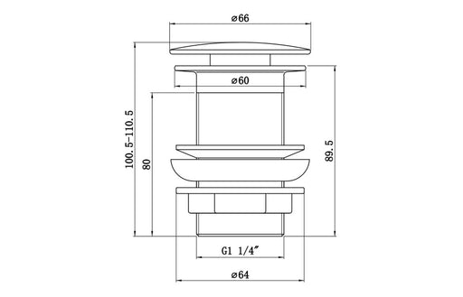 Unslotted Mushroom Basin Waste (1 1/4") - Chrome
