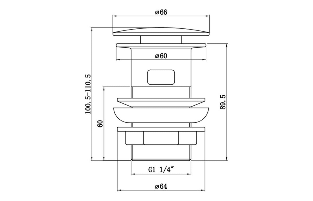 Slotted Mushroom Basin Waste (1 1/4") - Matt Black