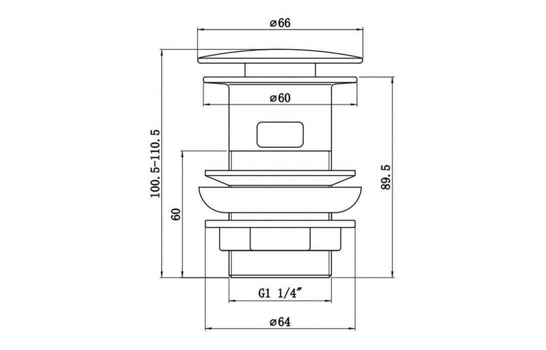 Vema Slotted Push Button Waste - Stainless Steel