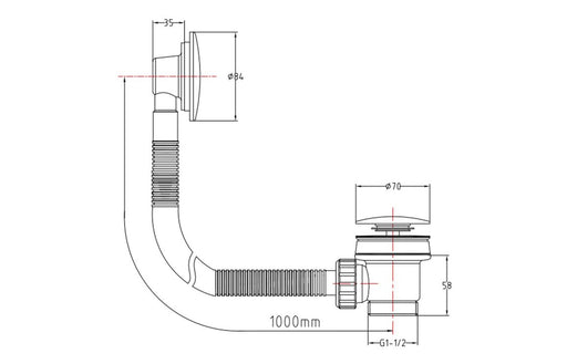 Sprung Bath Waste & Overflow - Brushed Brass