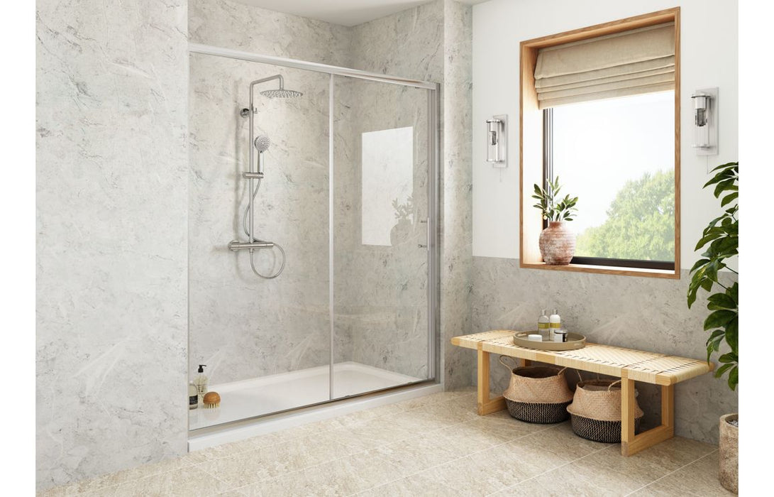 Fibo Marble - White Marble (Plain Marble) Enclosure & Shower Pack