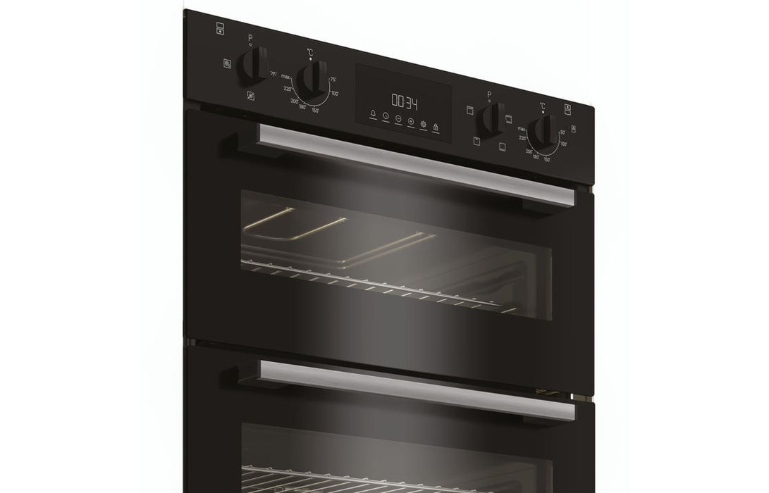 Indesit DUI 10D B Built Under Double Electric Oven - Black